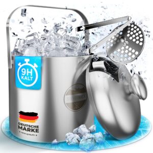 SilverRack Recipient pentru Cuburi de Gheață din Oțel Inoxidabil, cu Clește și Capac (1,3 L) - Frapieră pentru Gheață și Fructe, Ideală pentru Petreceri și Nunți - Găleată pentru Gheață