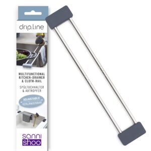 Sanni Shoo Drip.line - Scurgator Multifunctional pentru Chiuveta, Suport pentru Carpe de Vase, Ajutor de Organizare, Organizator de Chiuveta, Raft de Scurgere, Suport pentru Ustensile - Originalul din Reclama TV (Antracit, Pur)