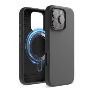 Husă magnetică din silicon elago compatibilă cu iPhone 16 Pro, 6,3 inchi, compatibilă cu toate accesoriile MagSafe – magneți încorporați, silicon cu aderență moale, antișoc (neagră)