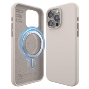 Husă magnetică din silicon elago compatibilă cu iPhone 15 Pro Max, compatibilă cu toate accesoriile MagSafe, magneți încorporați, silicon premium, husă de protecție completă [structură cu 5 straturi] (gri piatră)