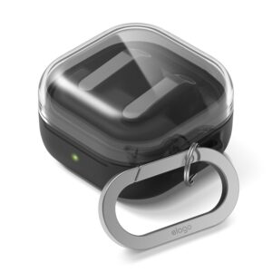 Husă din silicon elago cu carabină pentru Galaxy Buds 4 și 4 Pro – transparent/negru