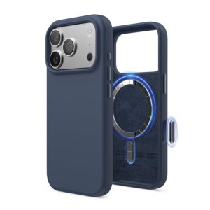 Husă magnetică din silicon elago compatibilă cu iPhone Pro, 6,3 inchi – compatibilă cu MagSafe, silicon lichid premium, husă de protecție, antișoc, subțire (indigo denim)
