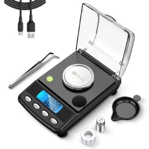 Cantar de Precizie in Miligrame 20g x 0,001g, Reincarcabil prin USB, cu Greutate de Calibrare - Auriu